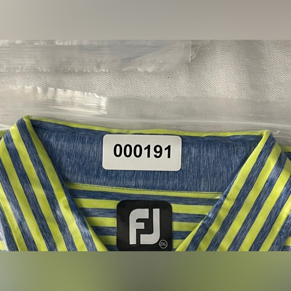 FootJoy Performance Polo Shirt Men XXL 2XL Green Blue Striped Stretch Wicking - Picture 7 of 7